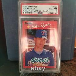 1990 Donruss Nolan Ryan #659 (hof) 5000k Psa 10 Gem Mint Perfect Baseball Card