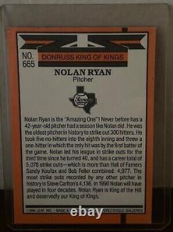 1990 Donruss Nolan Ryan Error Card with No. 665 On Back Instead Of No. 659. Rare
