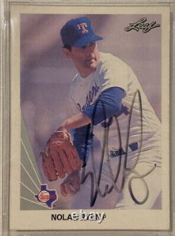 1990 Leaf NOLAN RYAN Signed Autographed Baseball Card #21 TX Rangers Beckett BAS