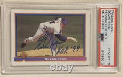 1991 Bowman NOLAN RYAN Signed Baseball Card PSA/DNA #280 Auto Grade 10 withHOF 99