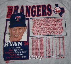 1991 Nutmeg Label NOLAN RYAN No 34 TEXAS RANGERS Stats (LG) T-Shirt with Tag
