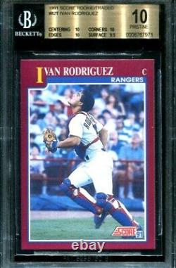 1991 Score Ivan Rodriguez BGS 10 Pristine Rookie Traded #82T RC