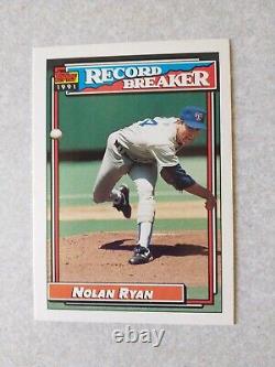 1991 Topps NOLAN RYAN Record Breaker Baseball Card #4 Texas Rangers MINT! HOF