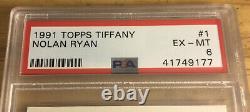 1991 Topps Tiffany Nolan Ryan Baseball Card #1 Rangers HOF Pitcher Graded PSA 6