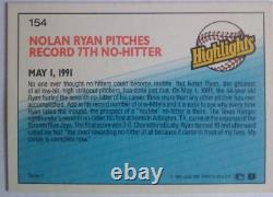 1992 Donruss Highlights Error Baseball Card # 154 NOLAN RYAN / No Dot After INC