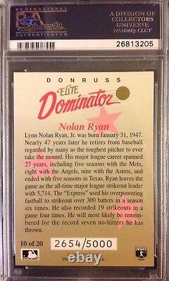 1993 Donruss Elite Dominator #10 Nolan Ryan Texas Rangers PSA 9 Mint Rare