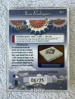 2001 Playoff Absolute Memorabilia Ivan Rodriguez Home Opener Souvenirs Relic /25
