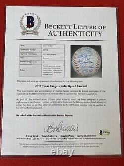 2011 Texas Rangers Team Signed Baseball Full Beckett Loa