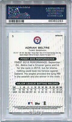 2013 Finest Refractor #5 Adrian Beltre Texas Rangers PSA 10 POP 6