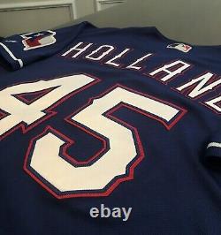 2016 Game Used Derek Holland #45 Texas Rangers Authentic Majestic Jersey Size 50