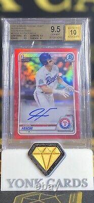 2020 Bowman Chrome Justin Foscue Red Refractor Autograph 1/5. BGS 9.5/10 POP 1