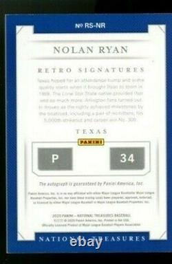 2020 Panini National Treasures Nolan Ryan Retro Signatures Auto/25 Rangers