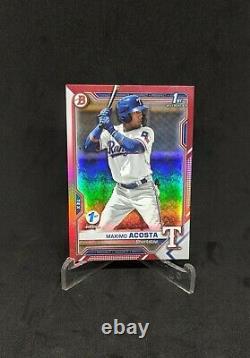 2021 Bowman 1st Edition MAXIMO ACOSTA Red Foil 1st Prospect 5/5 Texas Rangers