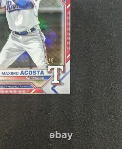 2021 Bowman 1st Edition MAXIMO ACOSTA Red Foil 1st Prospect 5/5 Texas Rangers