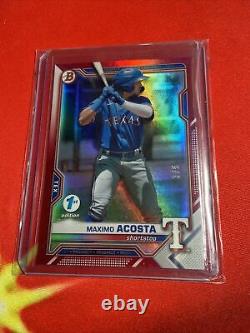 2021 Bowman Draft 1st Edition MAXIMO ACOSTA RED FOIL /5 RANGERS BD-139