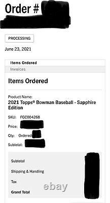 2021 Topps Bowman Sapphire Edition CONFIRMED ORDER