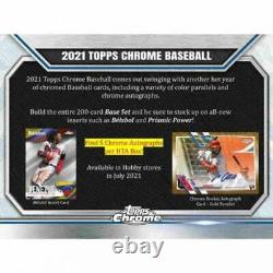 2021 Topps Chrome Baseball Jumbo Box (12 Packs/13 Cards 5 Autos)