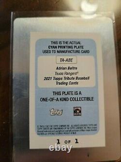 2021 Topps Tribute Adrian Beltre Cyan Printing Plate Auto #1/1
