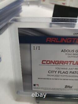 2022 Topps 1/1 PLATINUM ADOLIS GARCIA Arlington Pride City Flag Patch RANGERS