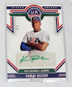 2022 USA Stars & Stripes Kumar Rocker Green Auto # /5 ALU-KR Texas Rangers