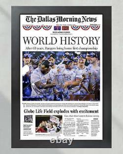 2023 Texas Rangers World Series WORLD HISTORY Commemorative Framed Newspaper