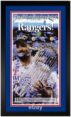 2023 World Series Champs! Texas Rangers Matted & Framed Newspaper Giclee Nov 2
