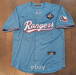 #53 Adolis Garcia Texas Rangers Stitched 2023 WS Champions Patch Blue Jersey