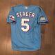 #5 Corey Seager Texas Rangers Stitched 2023 Ws Champions Patch Blue Jersey