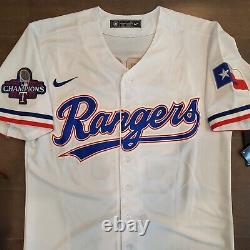 #5 Corey Seager Texas Rangers Stitched 2023 WS Champions Patch White Jersey