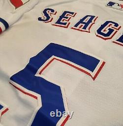 #5 Corey Seager Texas Rangers Stitched 2023 WS Champions Patch White Jersey