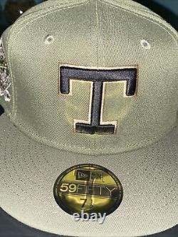7 5/8 texas rangers olive green arlington stadium camouflage bottom fitted hat