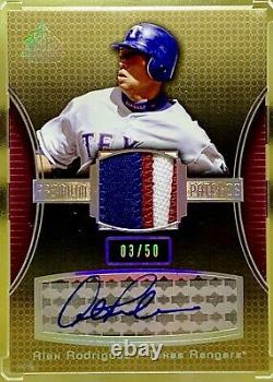 ALEX RODRIGUEZ 2004 SP Game Used Patch Auto Texas Rangers His Jersey Number 3/50