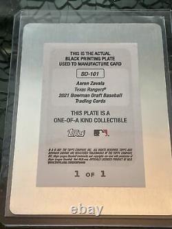 Aaron Zavala Bowman Chrome 1/1 Printing Plate. Texas Rangers