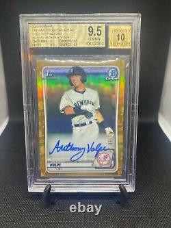Anthony Volpe 2020 Bowman Chrome First Gold Refractor /50 BGS 9.5 AUTO 10