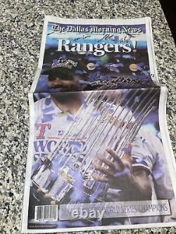 Autographed 2023 Texas Rangers World Series Newspaper The Dallas Morning News