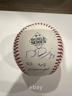 Dane Dunning SIGNED 2023 World Series Baseball Texas Rangers Inscribed WS CHAMPS