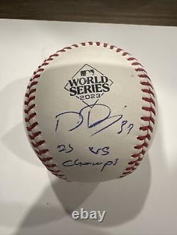 Dane Dunning SIGNED 2023 World Series Baseball Texas Rangers Inscribed WS CHAMPS