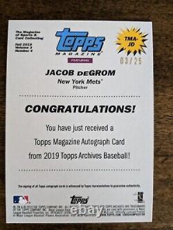 Jacob DeGrom 2019 Topps Archives Magazine Auto Blue #3/25 Rangers/Mets