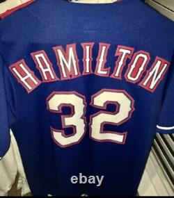 Josh Hamilton Majestic Texas Rangers Blue Jersey#32 Size Medium Stitched Logo