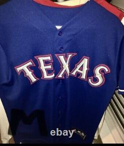 Josh Hamilton Majestic Texas Rangers Blue Jersey#32 Size Medium Stitched Logo