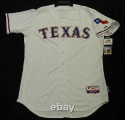 Majestic AUTHENTIC SIZE 48 XL, TEXAS RANGERS WHITE COOL BASE ON FIELD JERSEY