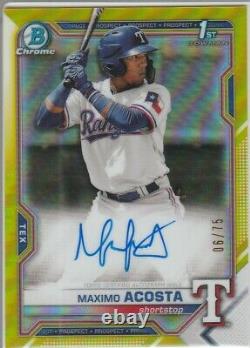 Maximo Acosta 2021 Bowman Chrome Auto 6/75 Texas Rangers Card Cpa-ma Lowest Ebay