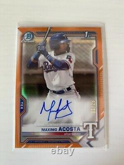 Maximo Acosta Bowman Chrome 1st Orange Autograph /25 CPA-MA