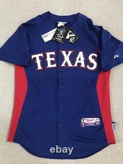 Michael Young #10 Texas Rangers Authentic Majestic Spring/BP Jersey Size M NWT