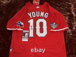 Michael Young Autographed Texas Rangers New Jersey JSA