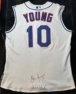 Michael Young Autographed Texas Rangers Sleeveless Jersey 2008 Size 44 PSA Auth