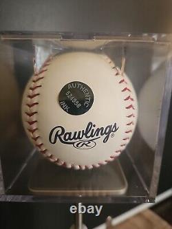 Michael Young Signed Rangers Logo Baseball