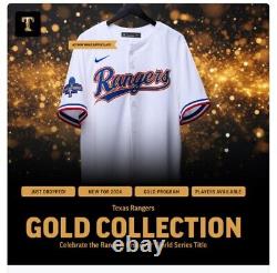 NEW DROP Evan Carter Texas Rangers Gold World Series Champion Jersey XL RARE