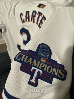 NEW DROP Evan Carter Texas Rangers Gold World Series Champion Jersey XL RARE