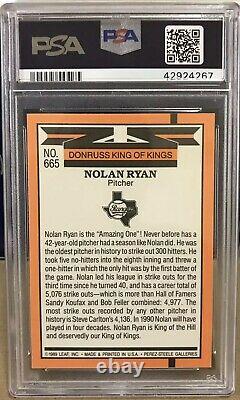 Nolan Ryan 1990 Donruss #659 5,000Ks #665 King of Kings Back PSA 8 NM-MT